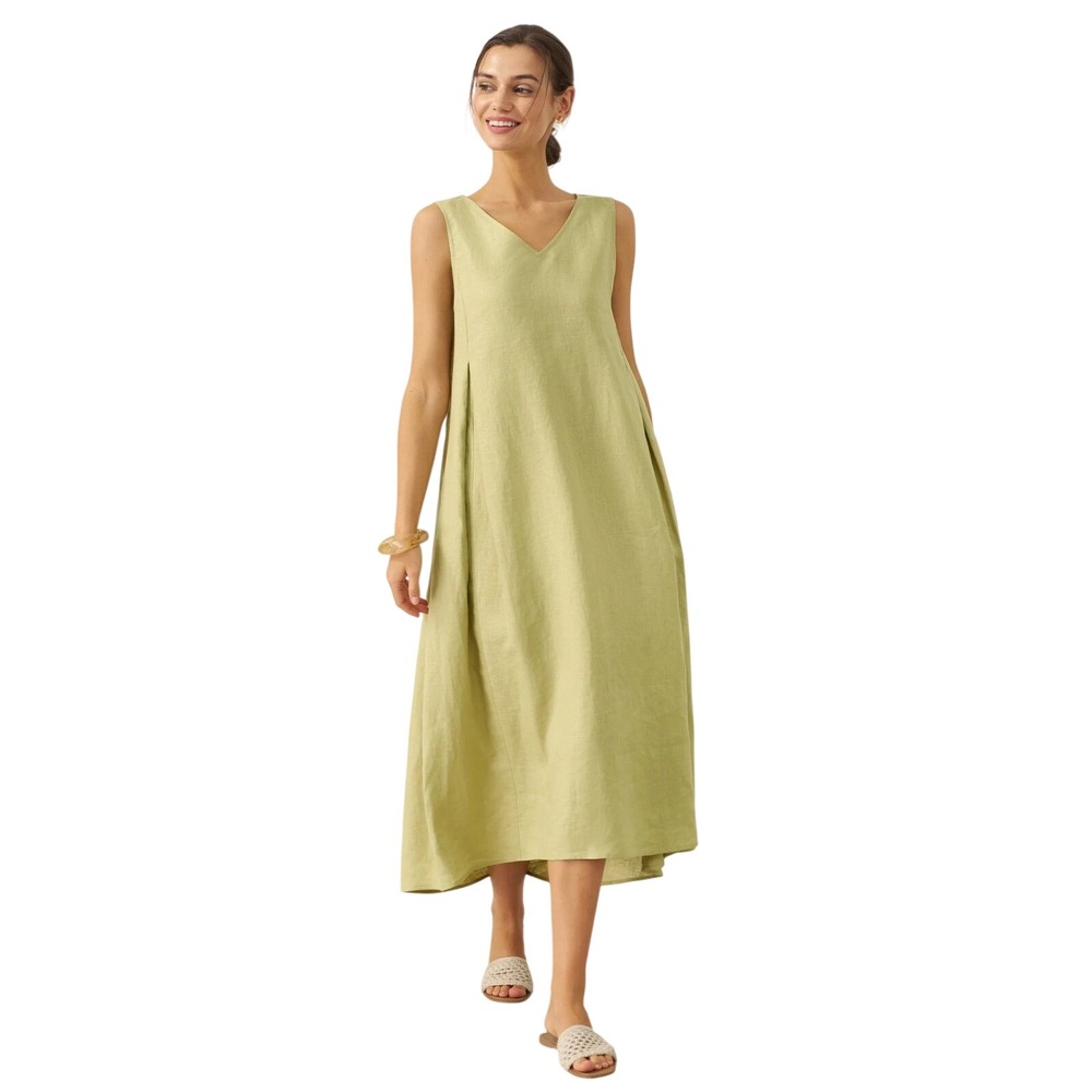 LINTICO Green 100% Linen Maxi Dress Size L Garden Party
Lagenlook Minimalist